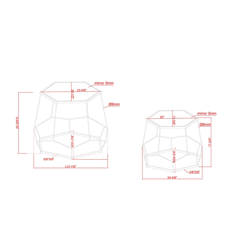 Purple Contemporary Metal Nesting Accent Table Set O94943