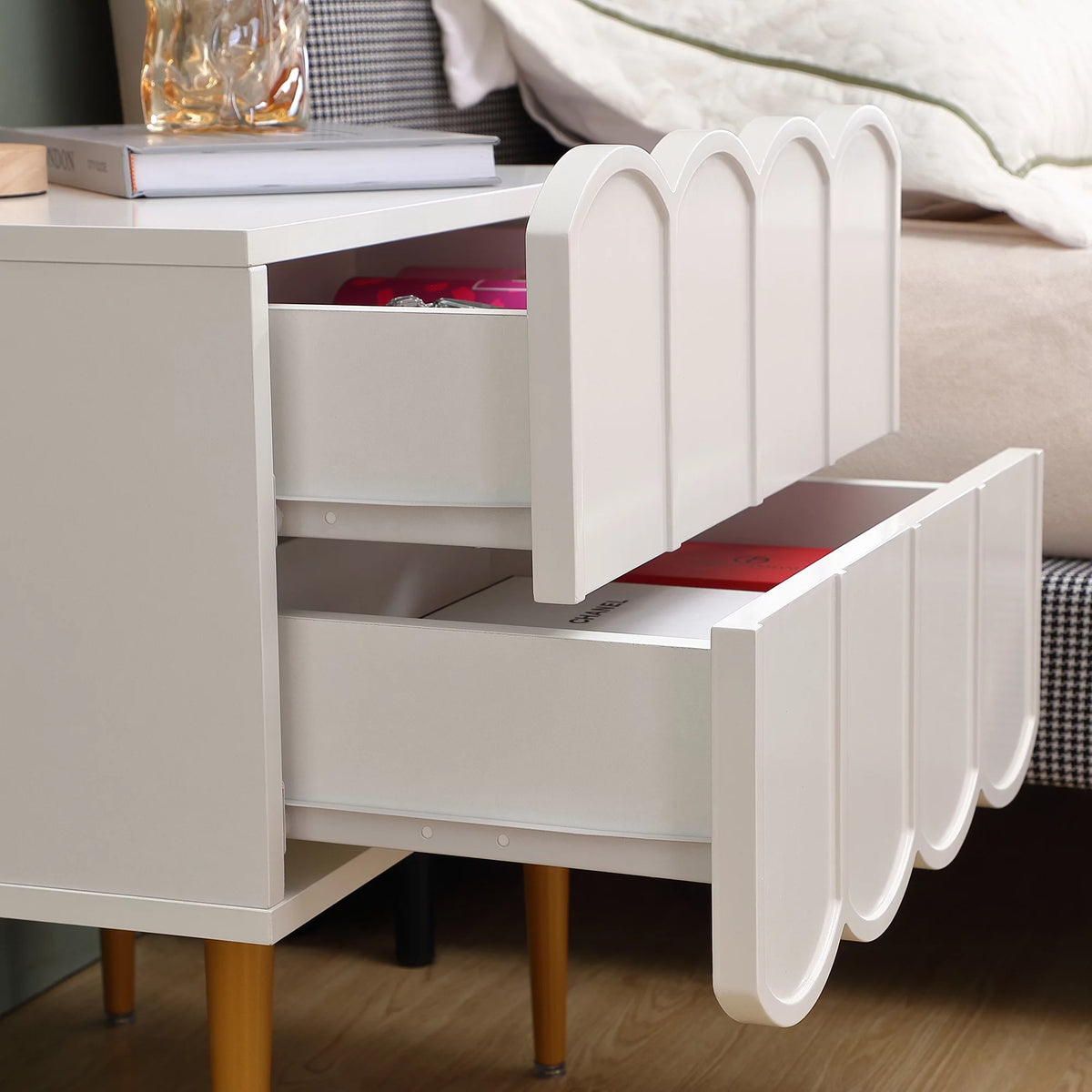 White Nightstands with Drawers G22247