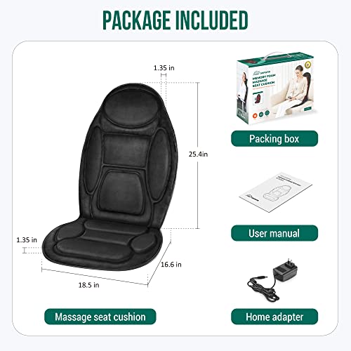 Black 6 Vibration Massage Seat Cushion with Heat W7301