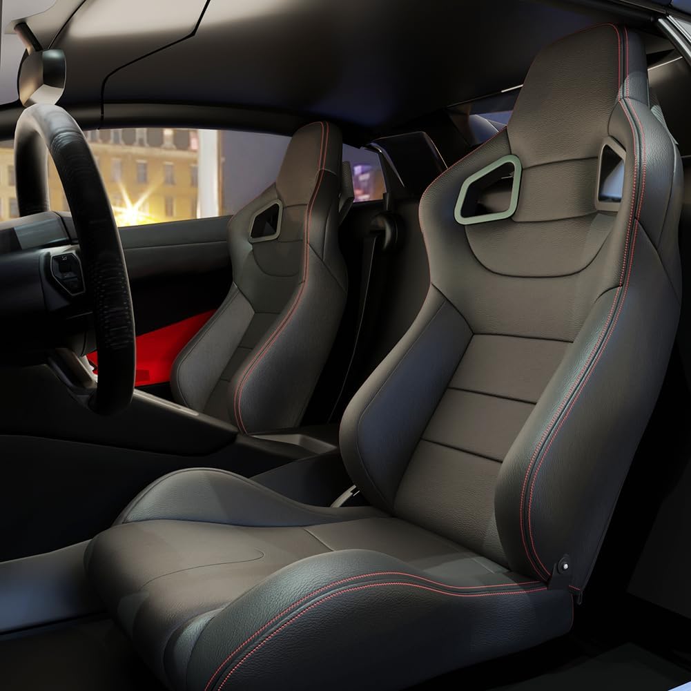 Red Stitch PVC Leather Racing Seats X7389
