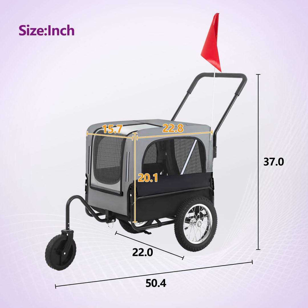 2-in-1 Dog Stroller Pet Bike Trailer Carrier W1242