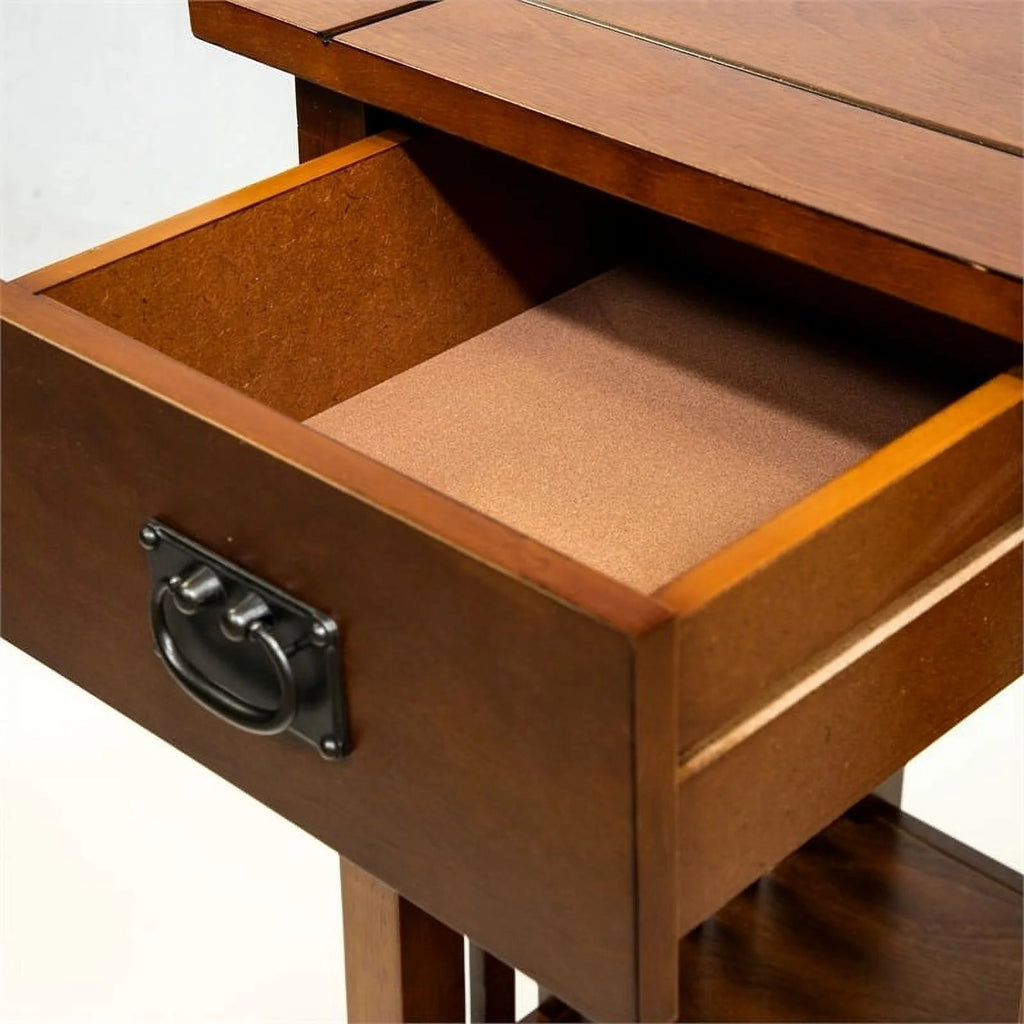 1 Drawer Farmhouse Wood End Table in Antique Oak N567526