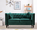 Green Velvet Rolled Arm Loveseat K3163