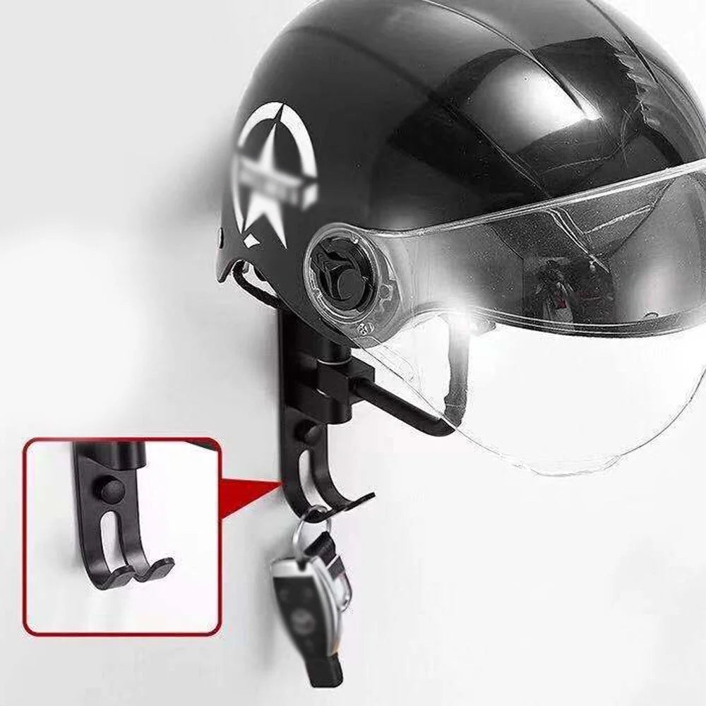 Wall-Mounted Metal Helmet Holder Hat Storage Rack Display Stand O132328
