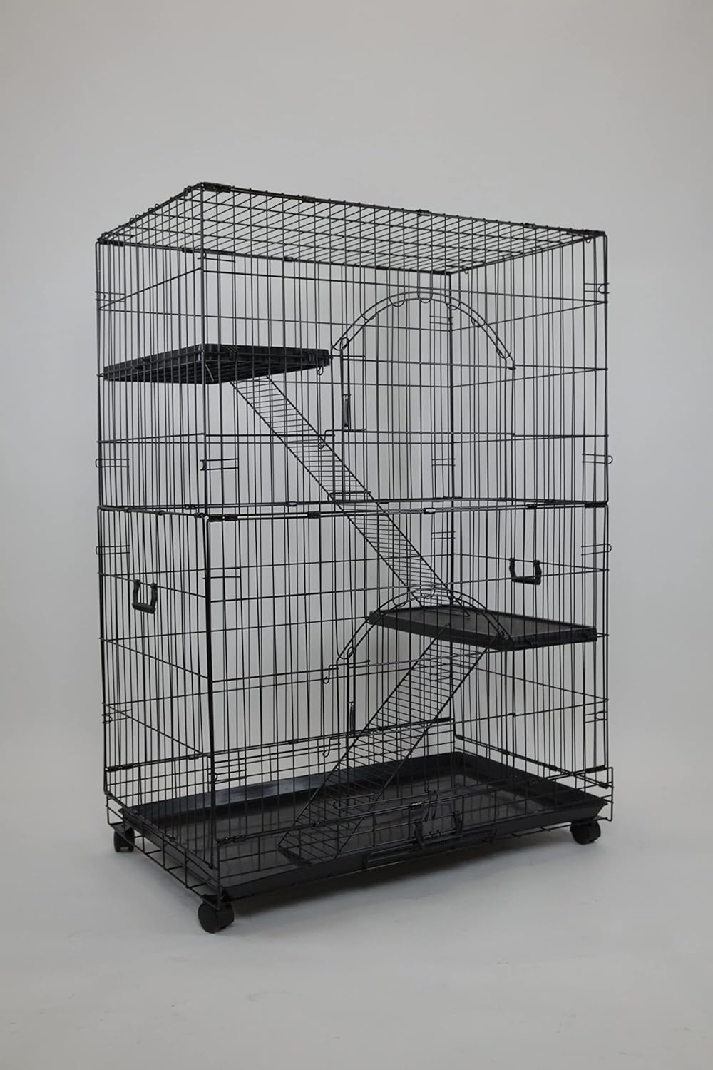 Folding Wire Pet Crate with Casters and Tray F576342