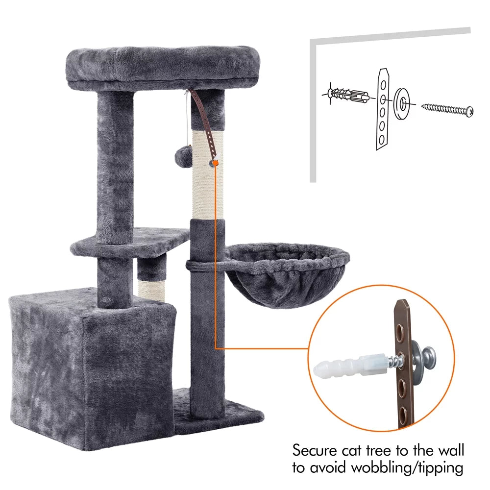 Dark Gray Cat Tree Tower with Condo and Perches O25995