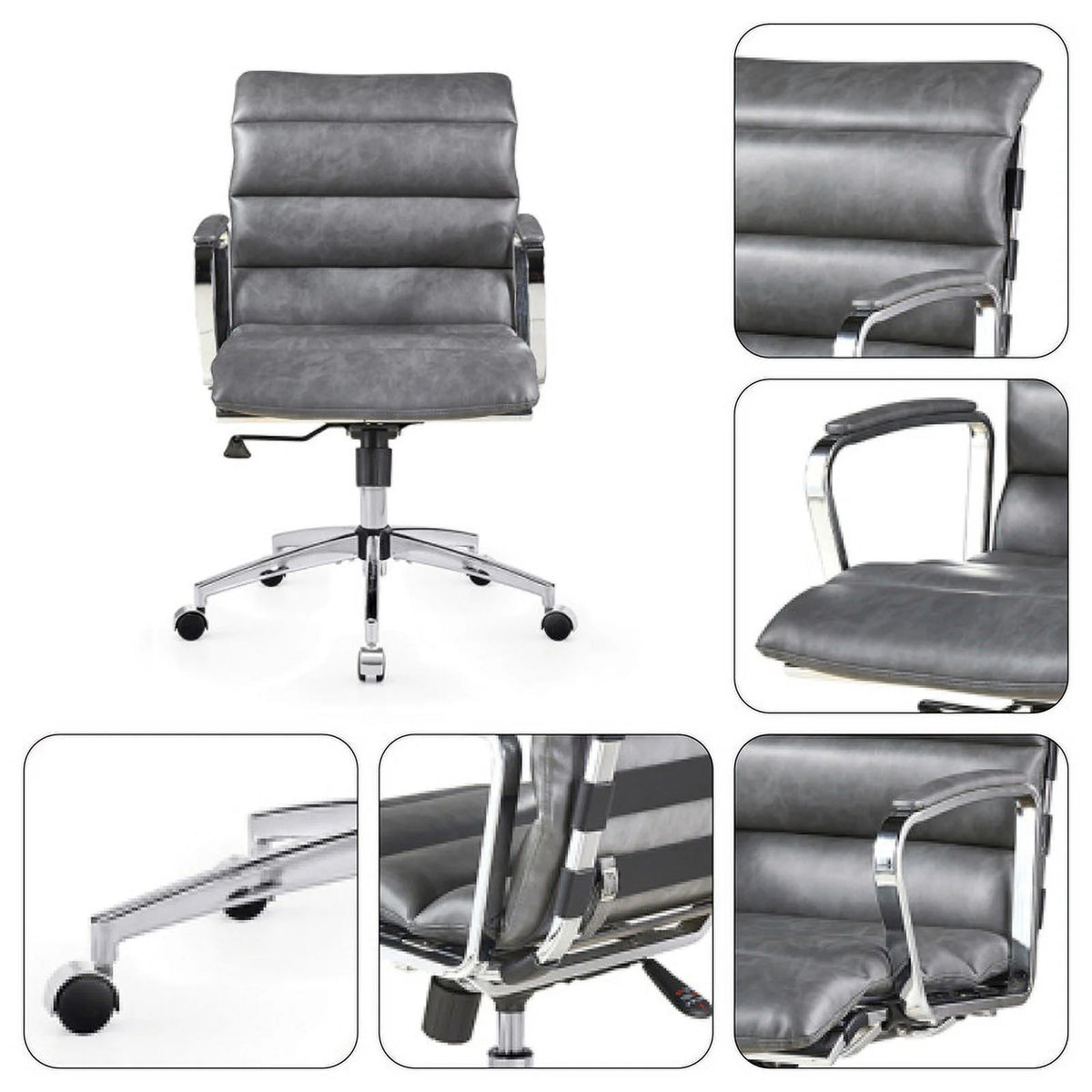 Antique Gray Metal Office Chair V903