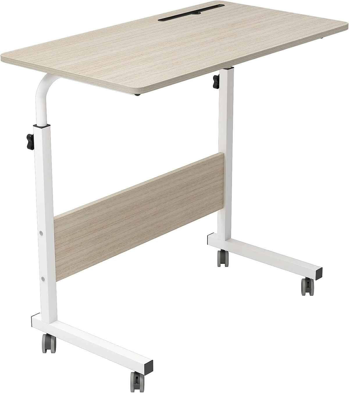 Walnut Adjustable Mobile Bed Table with Tablet Slot, Pack of 2 S913