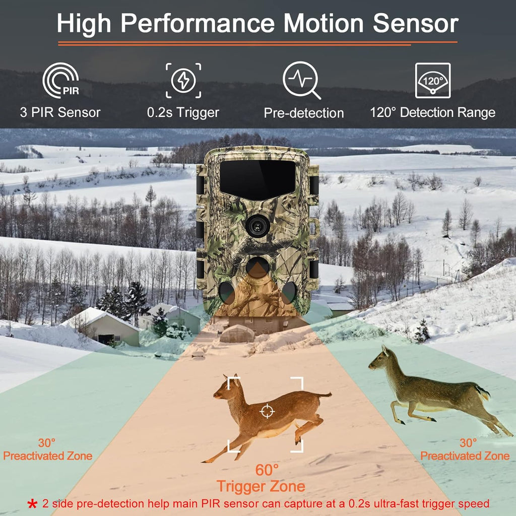 4K 32MP Trail Camera with Low Glow Night Vision A811128