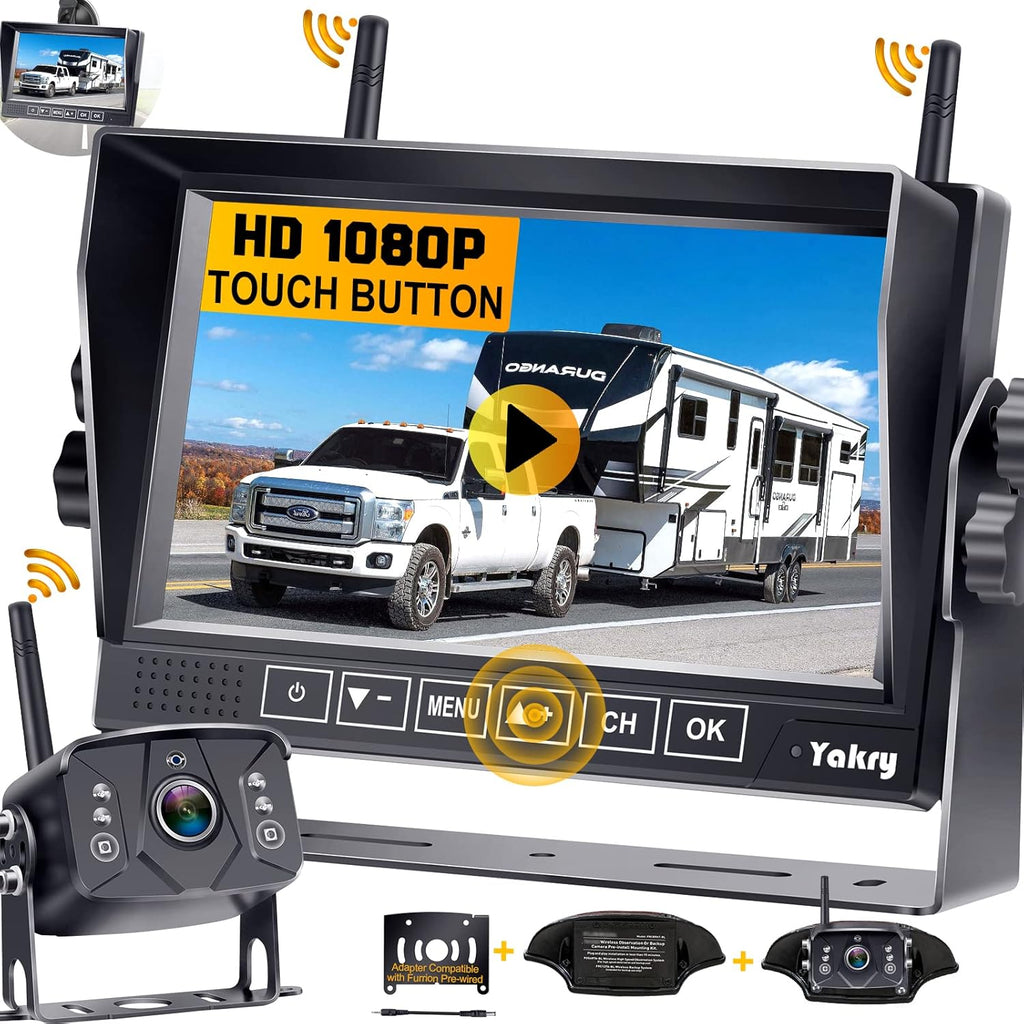 Wireless Backup Camera RV HD 1080P 7 Inch Monitor Four Channels DVR Recorder Bluetooth Rear View System Night Vision I376932