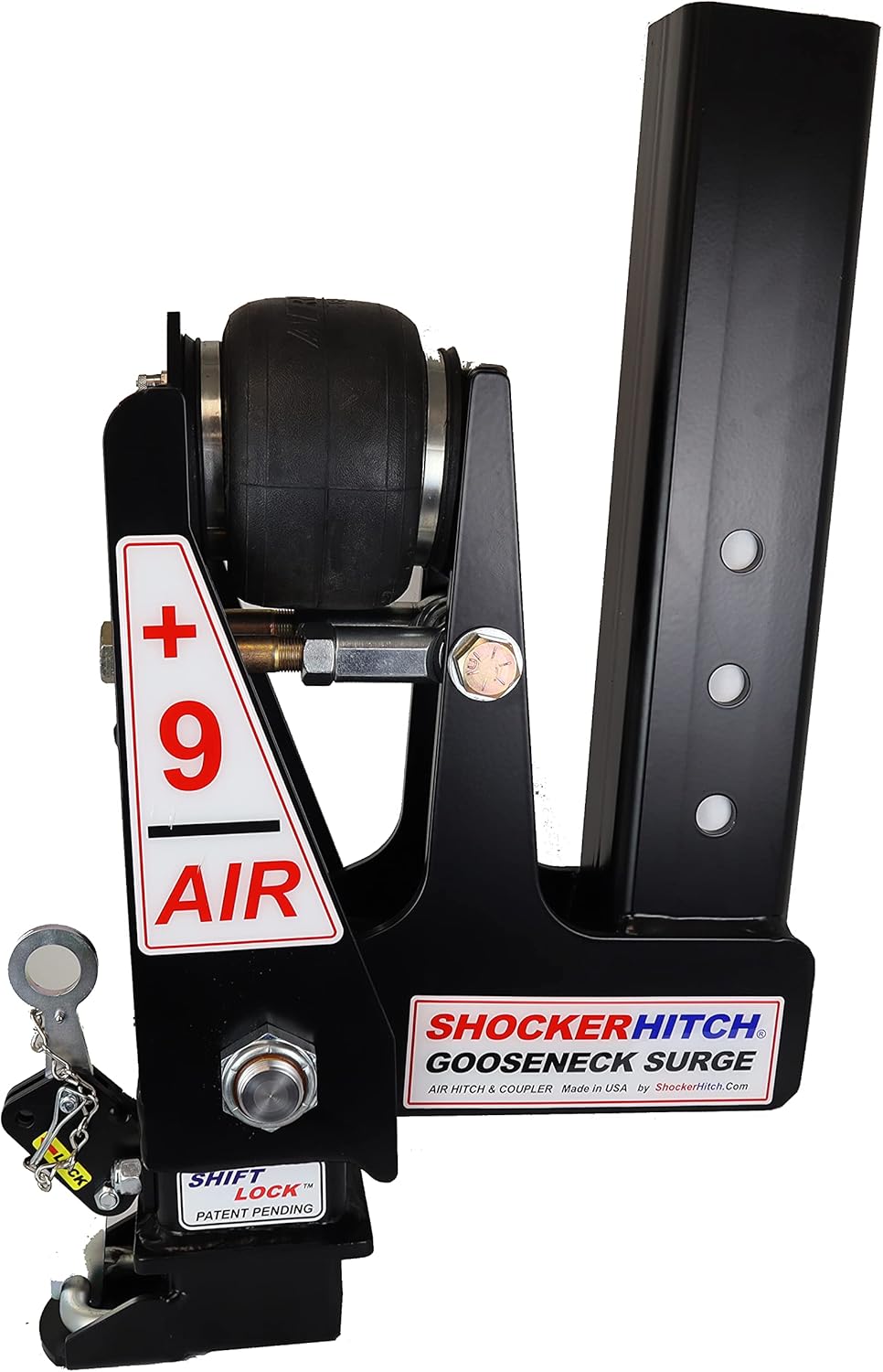 Gooseneck Air Hitch & Coupler, Square 4" Straight Pin 30K Coupler 9" Offset L58267