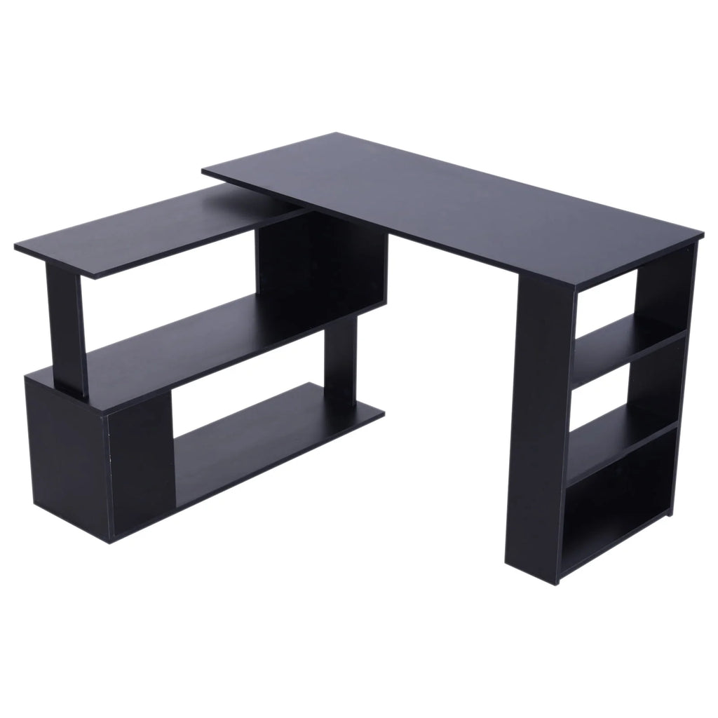 L Shaped Rotating Corner Desk with Bookshelves M6016
