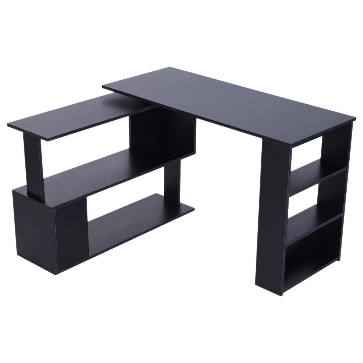 L Shaped Rotating Corner Desk with Bookshelves M6016