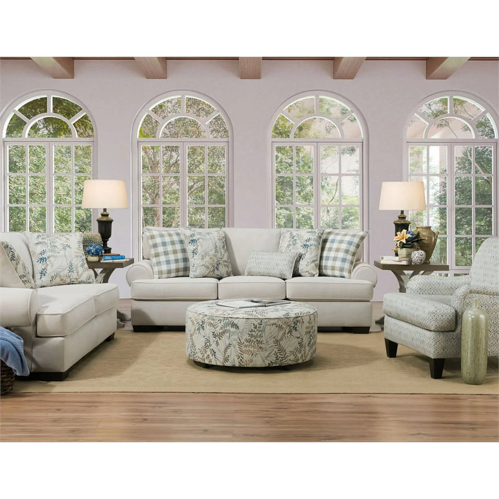 Cream Fabric Arm Sofa with Pillows S6331