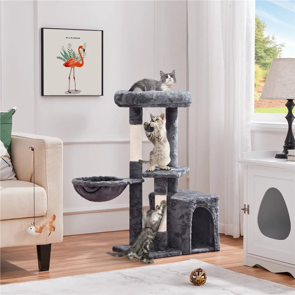 Dark Gray Cat Tree Tower with Condo and Perches O25995