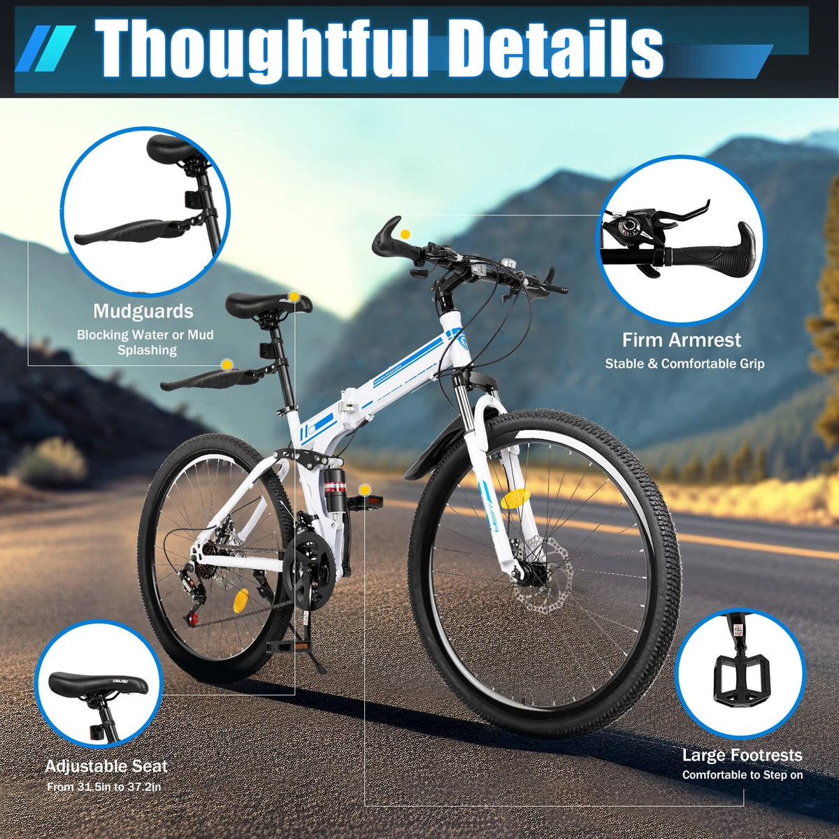 26 Inch 21 Speed Folding Mountain Bike C5575
