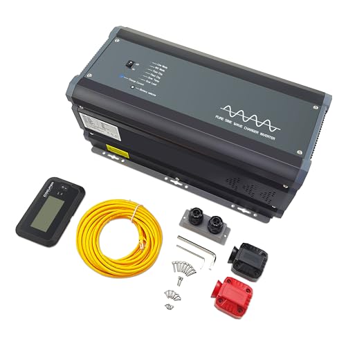 2000W Pure Sine Wave Power Inverter Charger 12V DC to 120V AC with LCD Remote Panel F3943