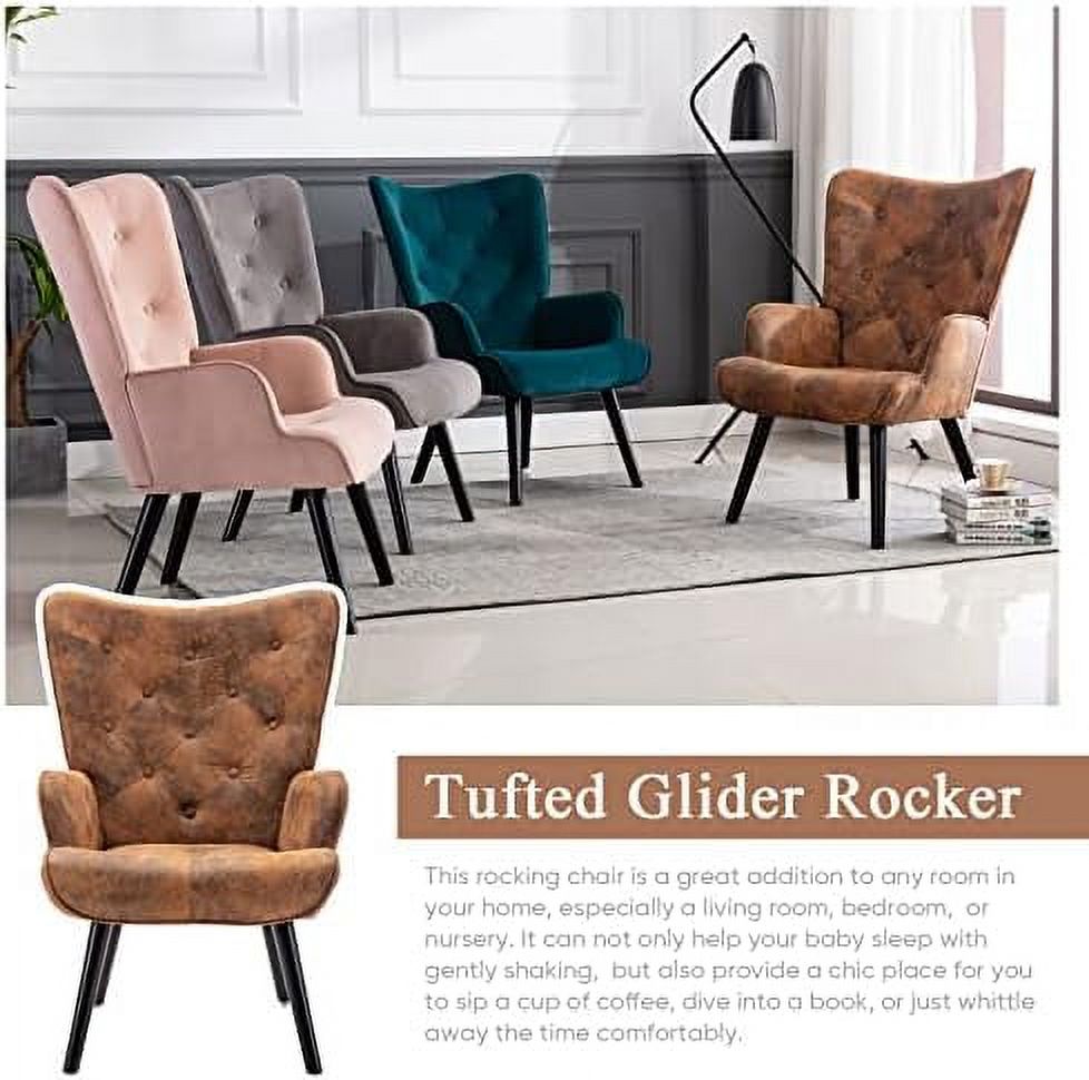 Microfiber Cushioned Wingback Armchairs Set D6502