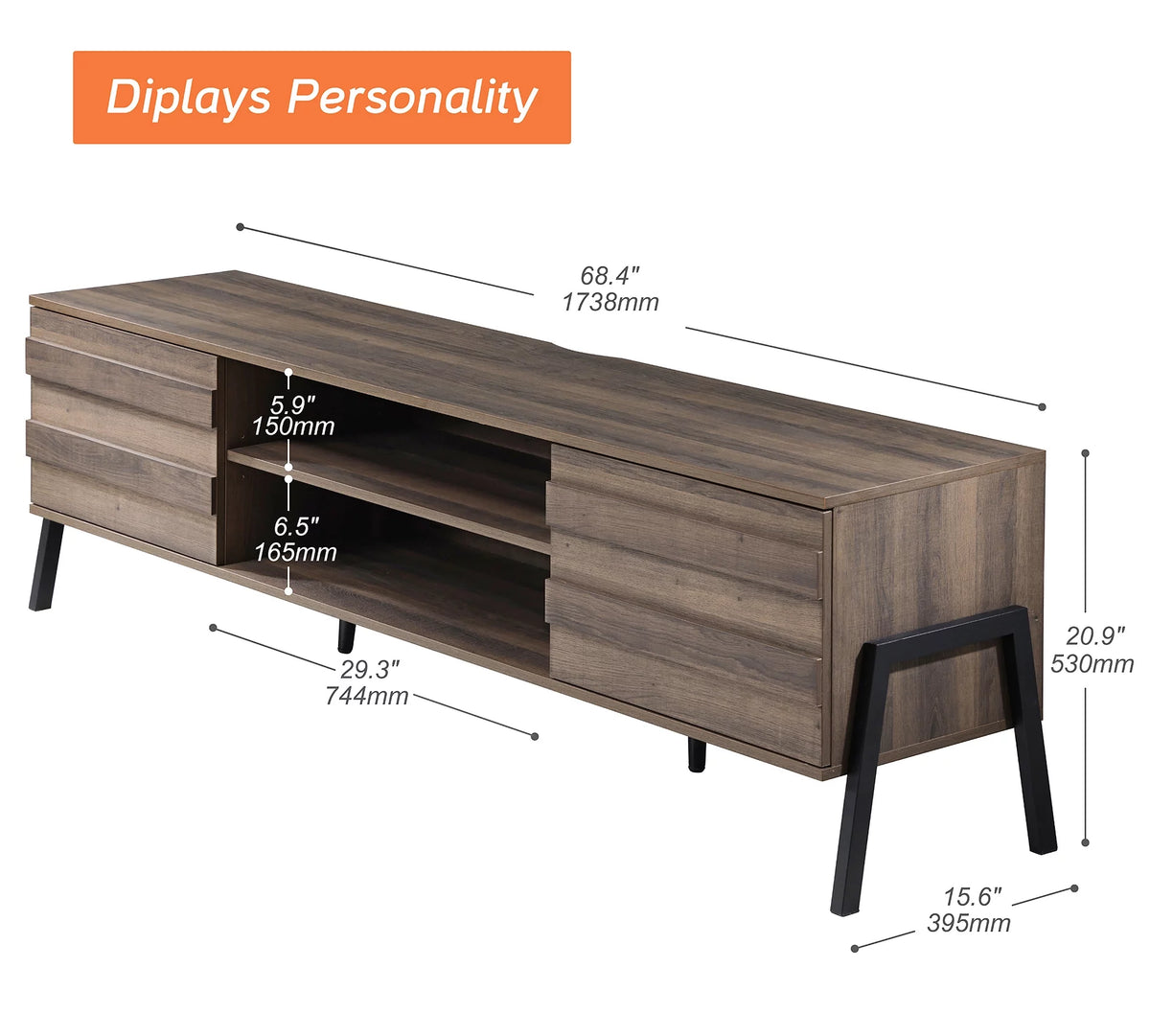 Brown TV Stand with 2 Doors H194489