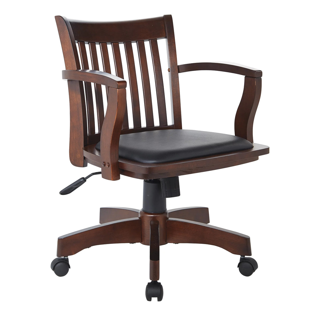 Espresso Finish Black Vinyl Bankers Chair Y705