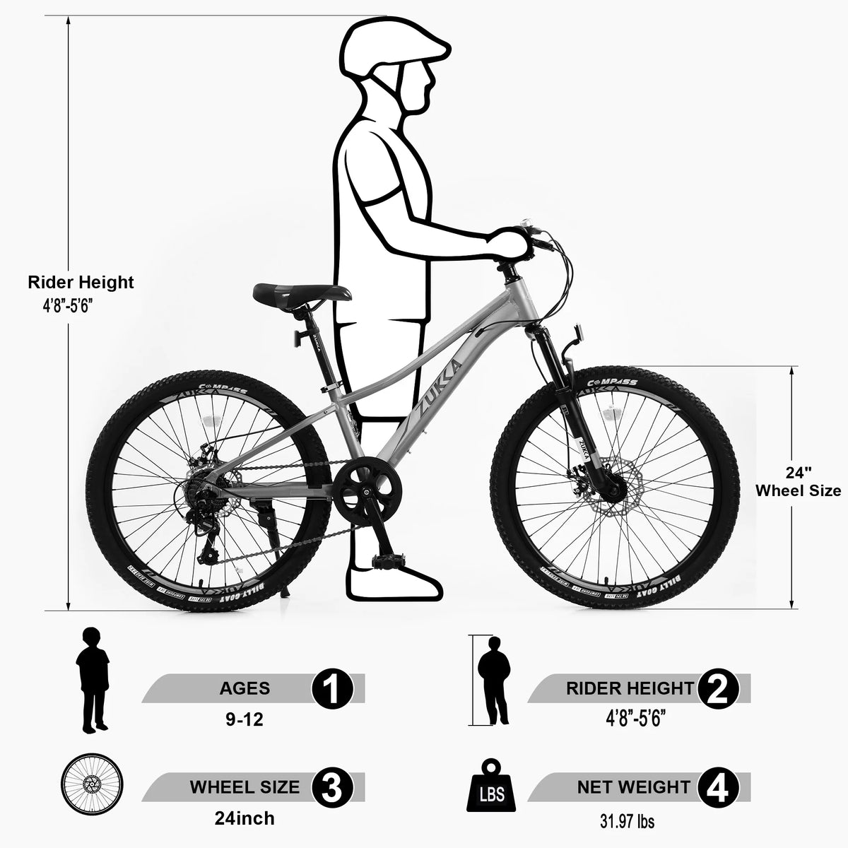 24 Inch 7 Speeds Aluminium Alloy Kids Mountain Bike J7755