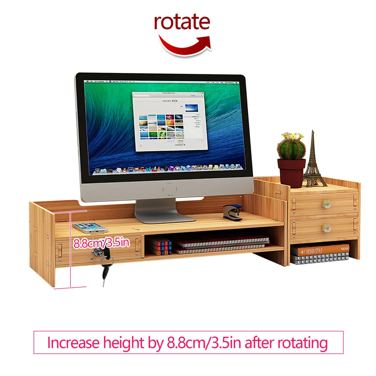 Wood Computer Stand with Drawer B562518
