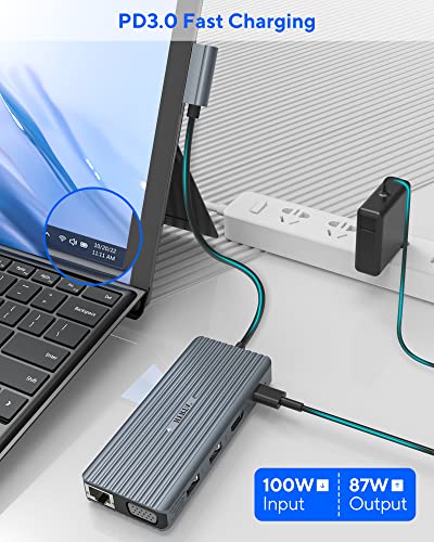 11 in 2 USB C Docking Station for Surface Pro 7, Grey H9431