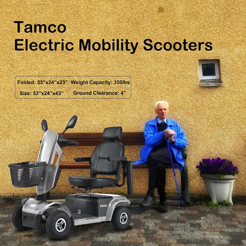 4 Wheel Electric Mobility Scooter, 350lbs Capacity, Grey Q39627