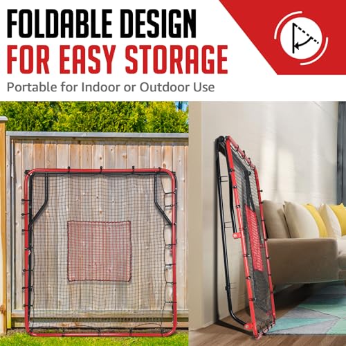 4x4.5FT Adjustable Baseball Rebounder Net with 2 Strike Zones V1685