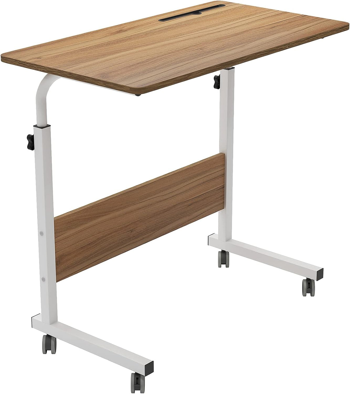 Walnut Adjustable Mobile Bed Table with Tablet Slot, Pack of 2 S913