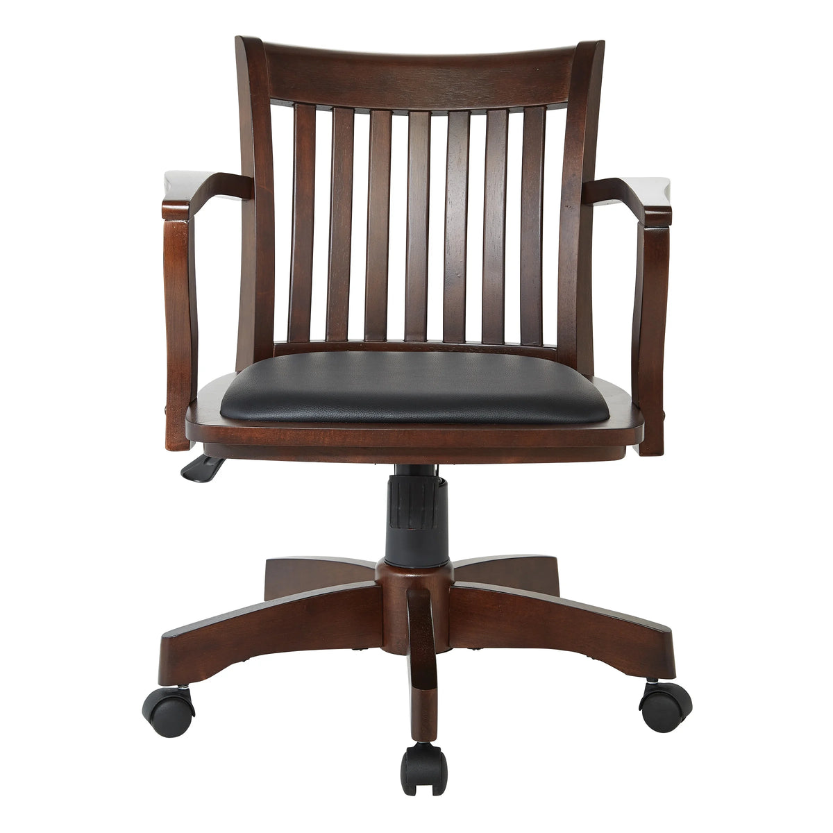 Espresso Finish Black Vinyl Bankers Chair Y705