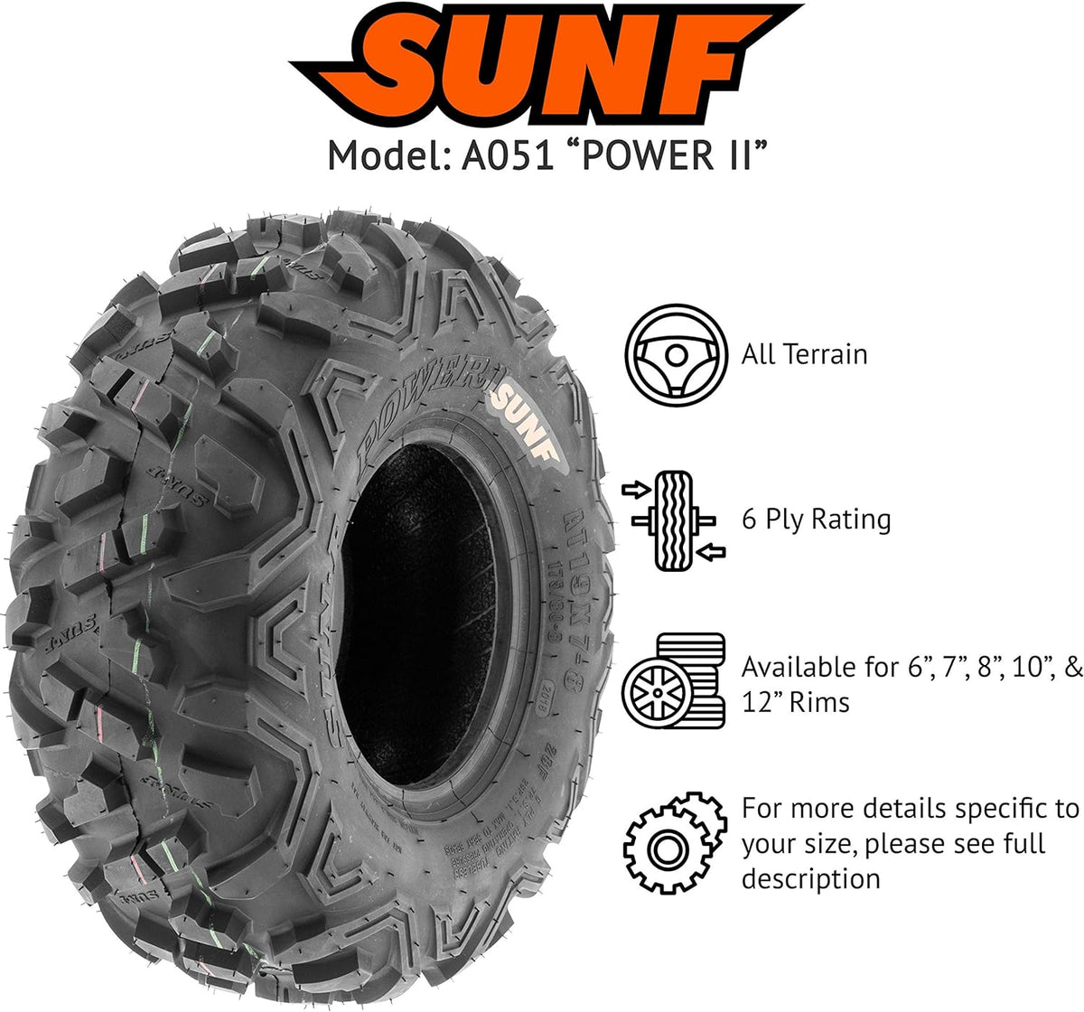 19x7-8 All Terrain Tires ATV UTV 6 PR Tubeless U32527