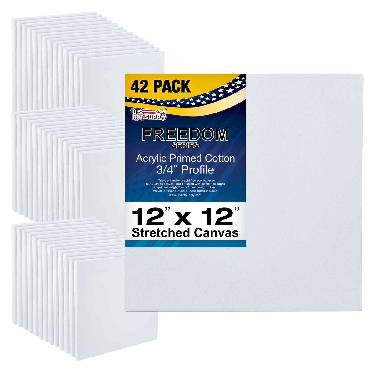 12 x 12 inch Acid Free Stretched Canvas 42-pack C7188