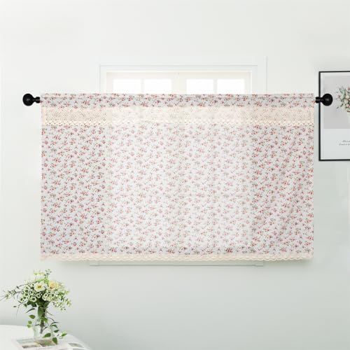 Beige Cotton Linen Tier Curtain 36 Inch Long 1 Panel G40741
