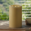 Tri-Flame Grand Flameless Candle 5.8" x 5.7" Moving Flame LED Candle Melted Top Unscented Real Wax Ivory J707103