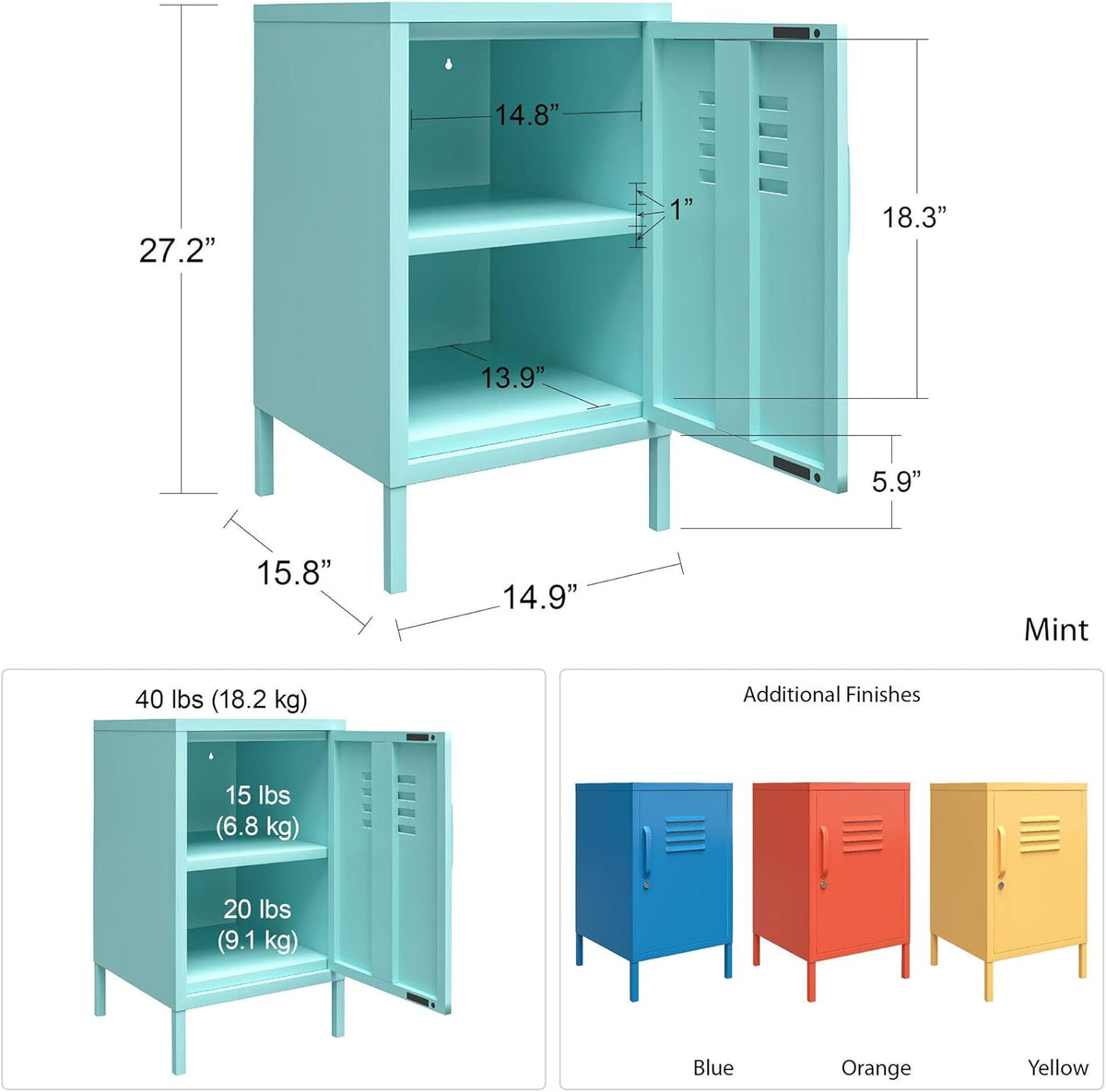 Orange Metal Locker End Table K6847