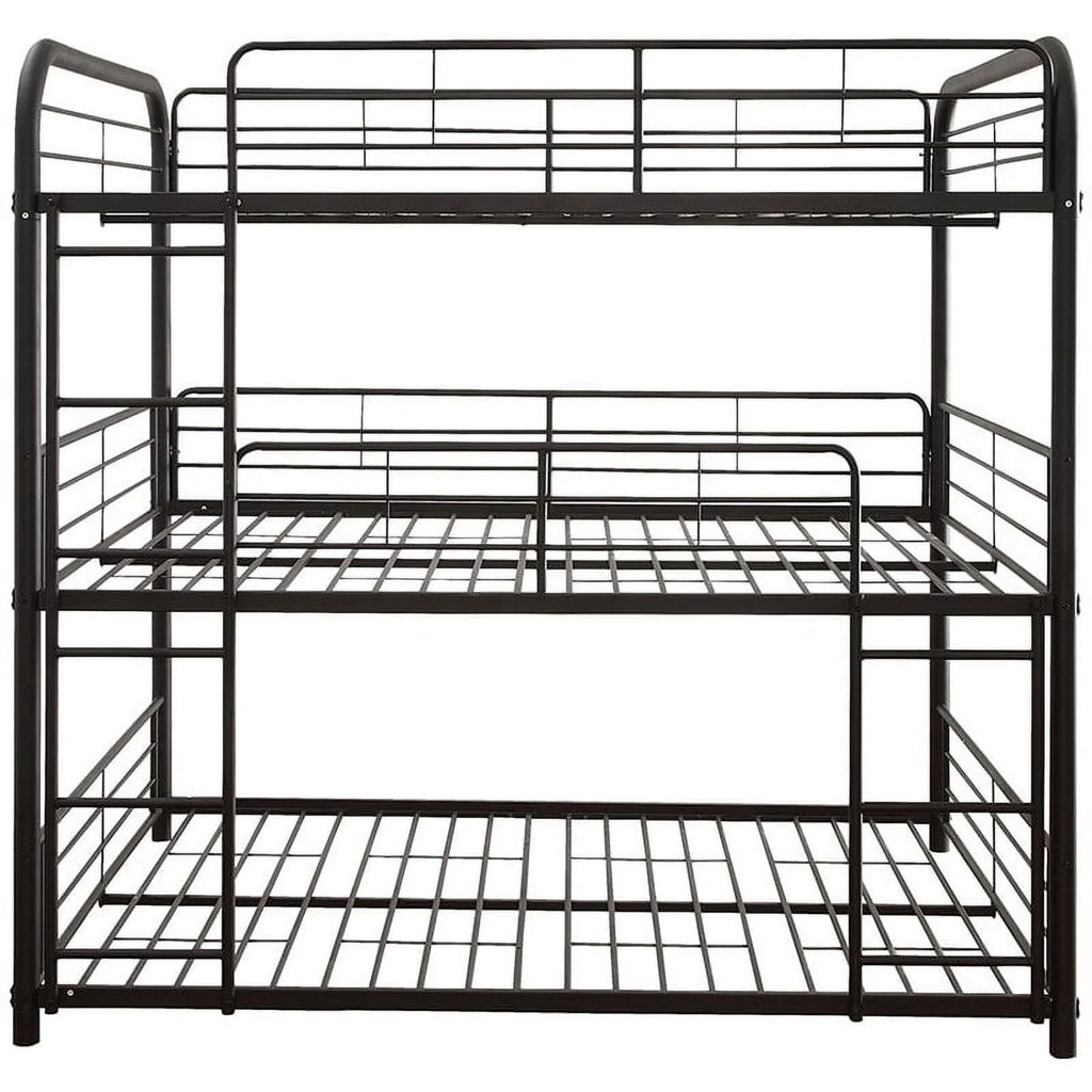 Full Triple Metal Bunk Bed in Sandy Black I841622