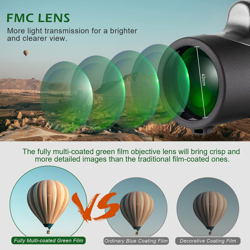 10x42 HD Waterproof Fogproof Monocular with Hand Strap C181