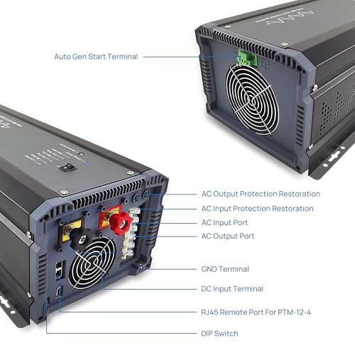 2000W Pure Sine Wave Power Inverter Charger 12V DC to 120V AC with LCD Remote Panel F3943