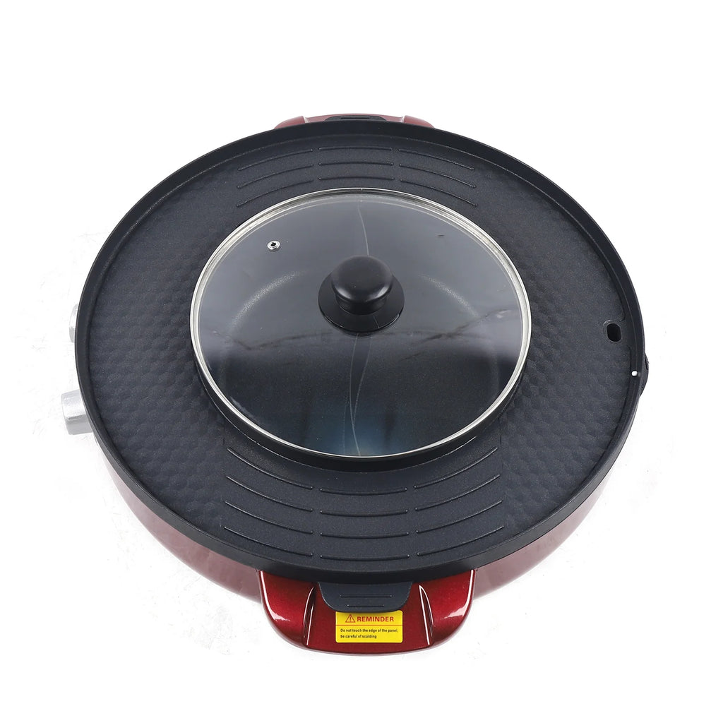 2 in 1 Smokeless BBQ Grill & Shabu Shabu Hot Pot, 2200W Electric Grill Soup Pot U29027