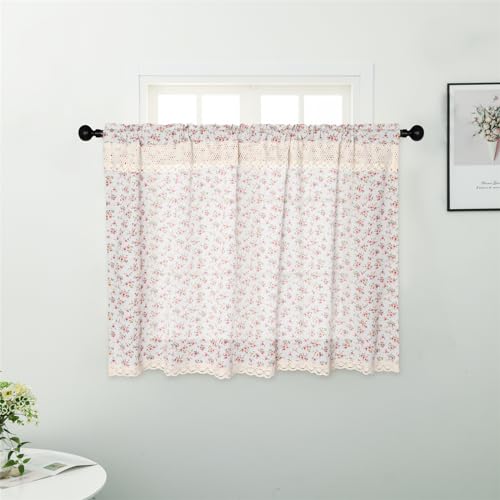 Beige Cotton Linen Tier Curtain 36 Inch Long 1 Panel G40741