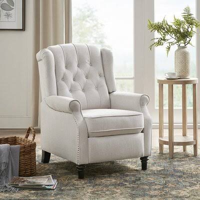 Light Gray Polyester Blend Manual Wing Chair Recliner M923115