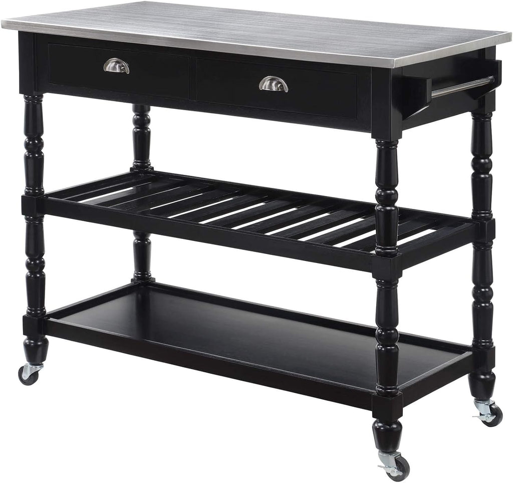 3-Tier Stainless Steel Kitchen Cart with Drawers H472