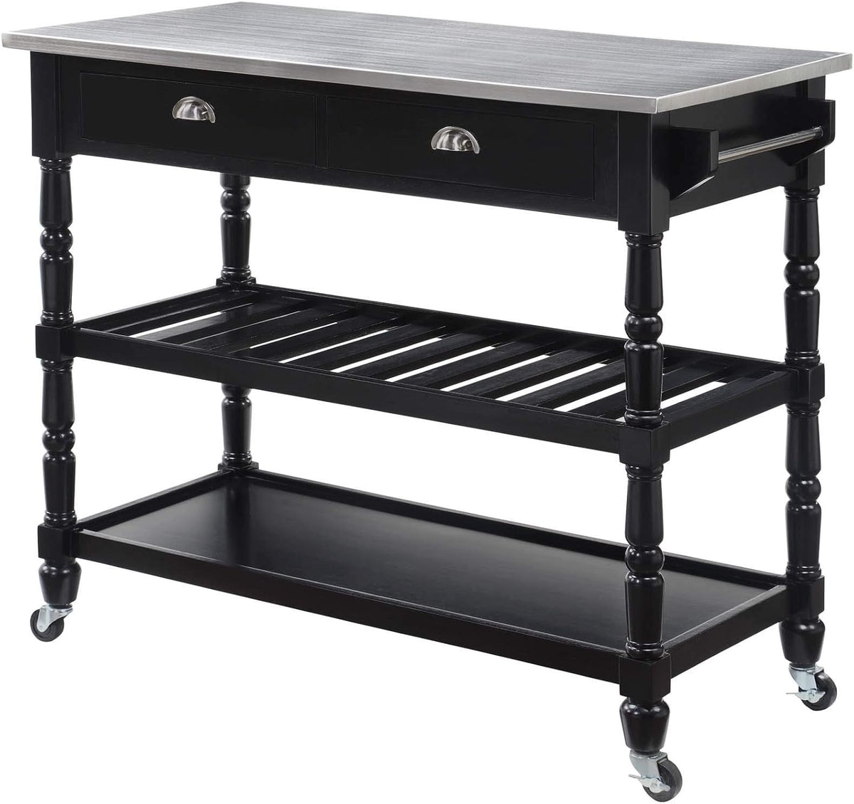 3-Tier Stainless Steel Kitchen Cart with Drawers H472