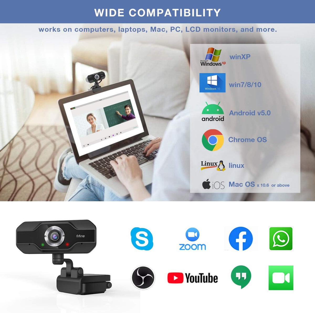 2 Pack 1080P USB Webcam with Microphone V528