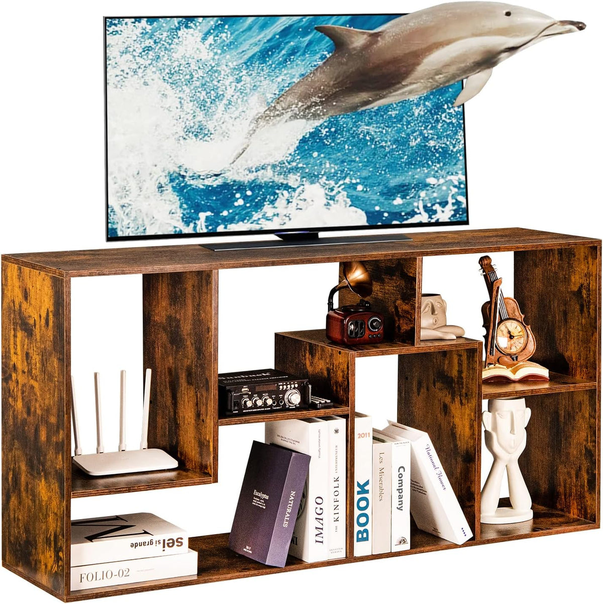 Grey 5-Tier Wooden Bookshelf J83084