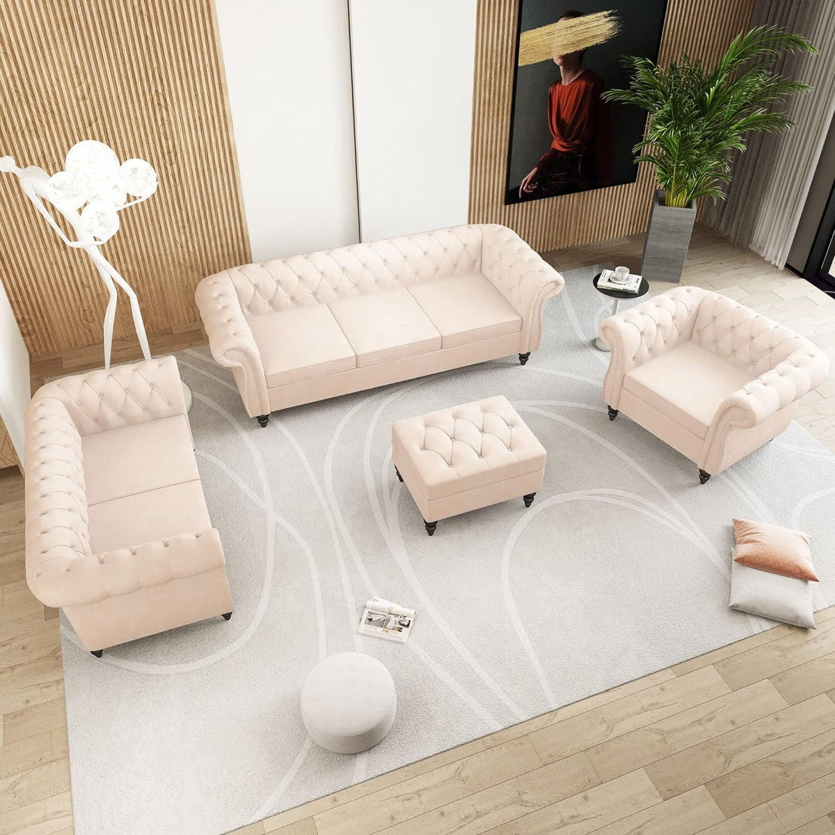 3 Piece Beige Sofa Set B458979