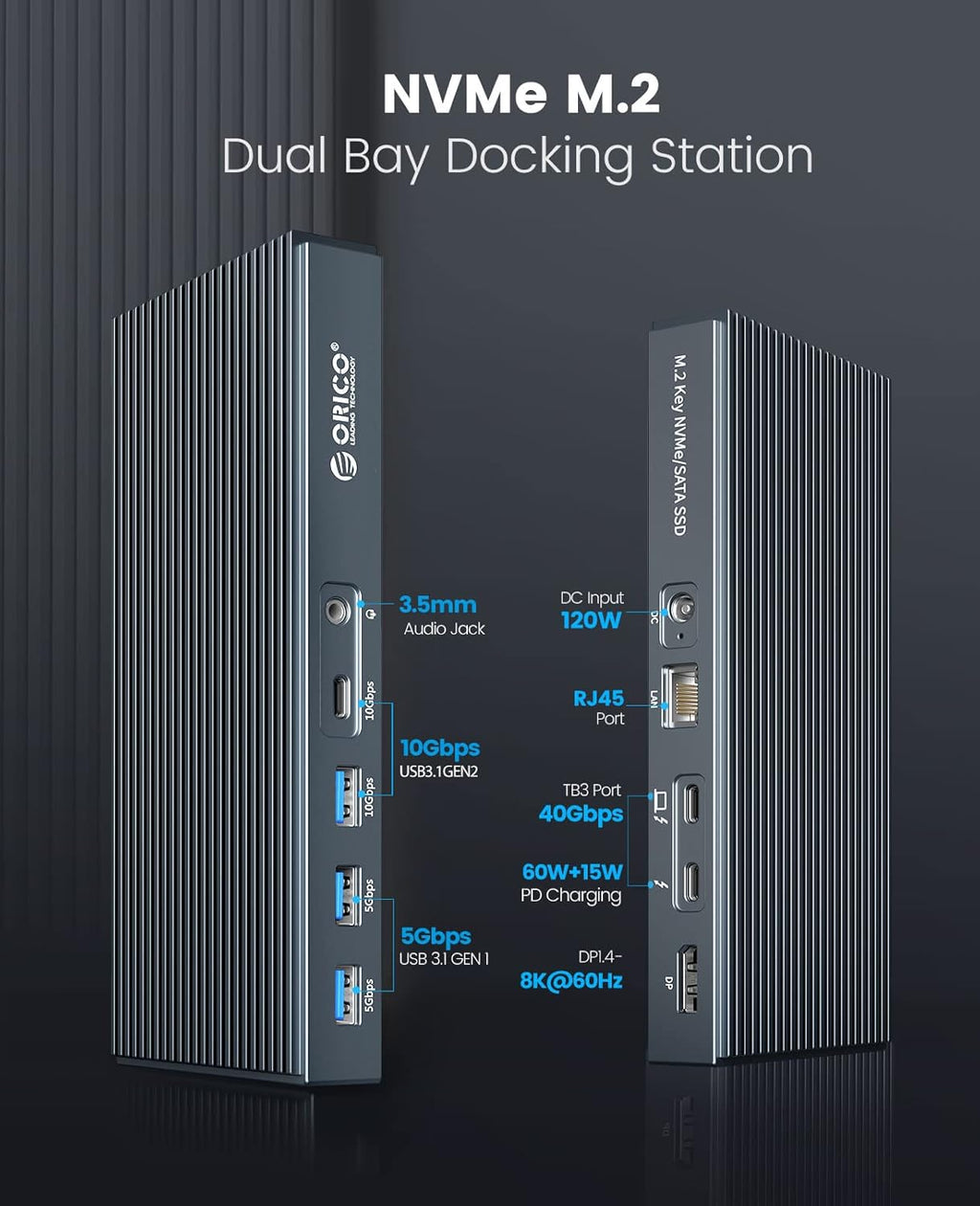 Laptop Docking Station with M.2 NVMe SSD Enclosure, 9 in 1 USB C Docking Station H16841