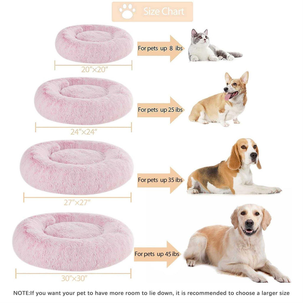 Small Dog Bed Donut Faux Fur Anti-Anxiety Pet Bed V16331