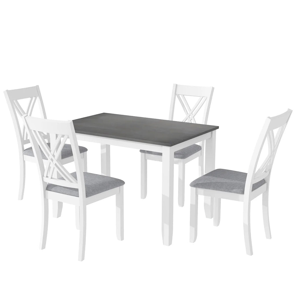 Rustic 5-Piece Dining Table Set with 4 X-Back Chairs B685